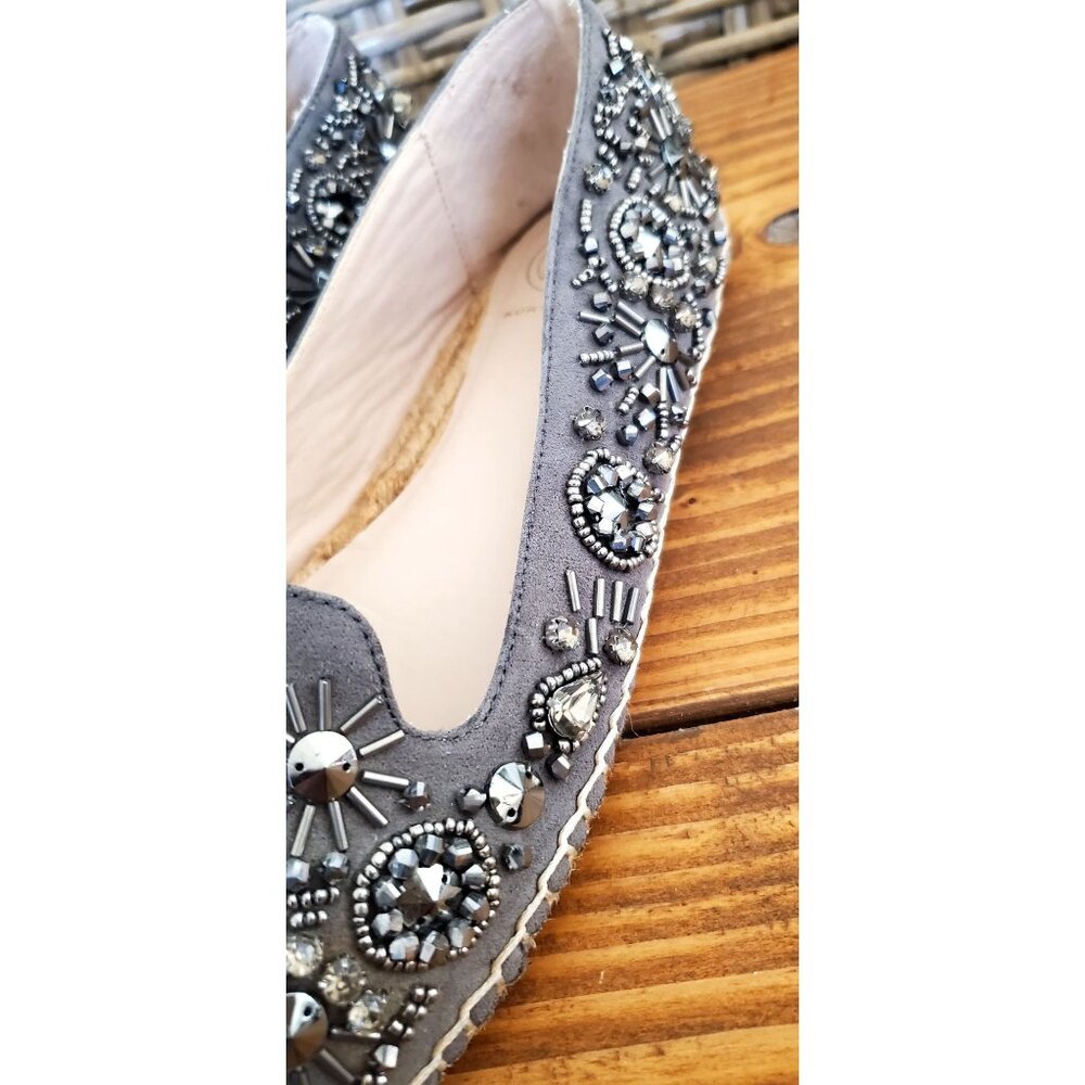 Kurt Geiger Beaded Embellished Grey Slip-On Loafers Rhinestones Size 7 - Picture 6 of 15